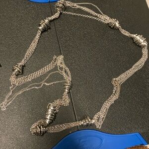 silver really long necklace